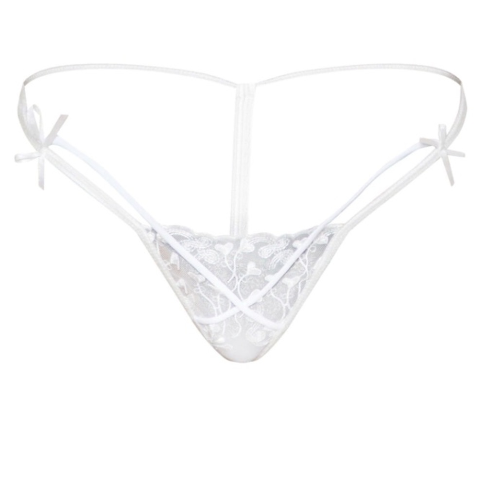 Pretty Little Thing White Heart Thong Panty XS